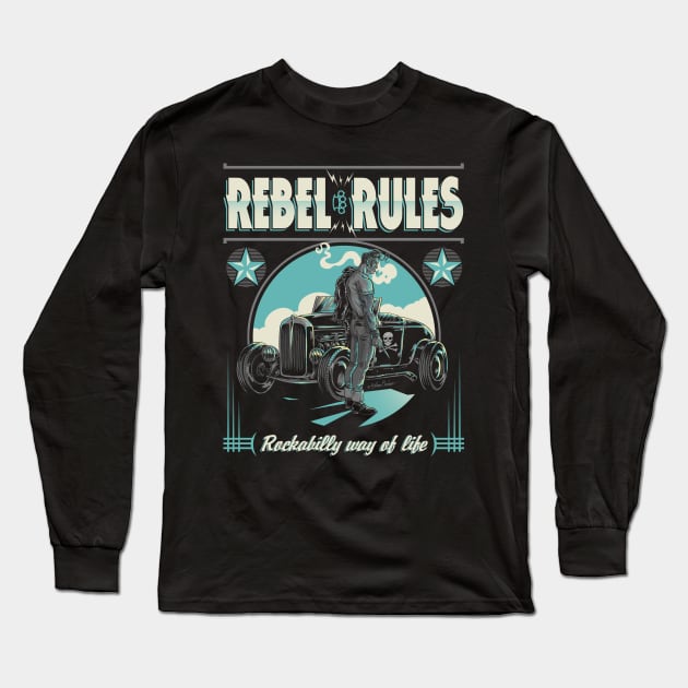 Rebel Rules Long Sleeve T-Shirt by nanobarbero